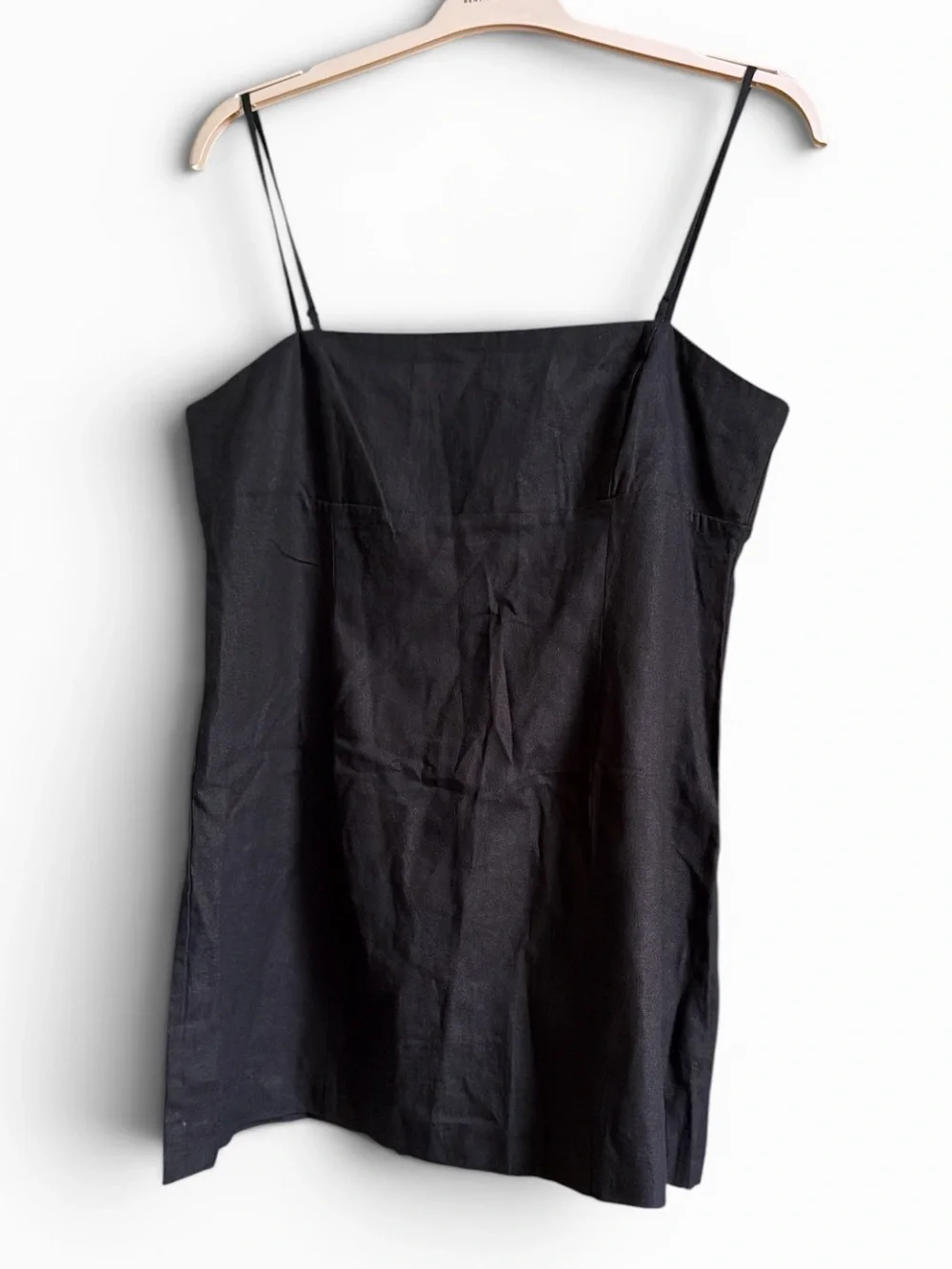 House of Harlow Mini Linen Blend Black Babydoll Dress Summer Party Going Out - Picture 2 of 5